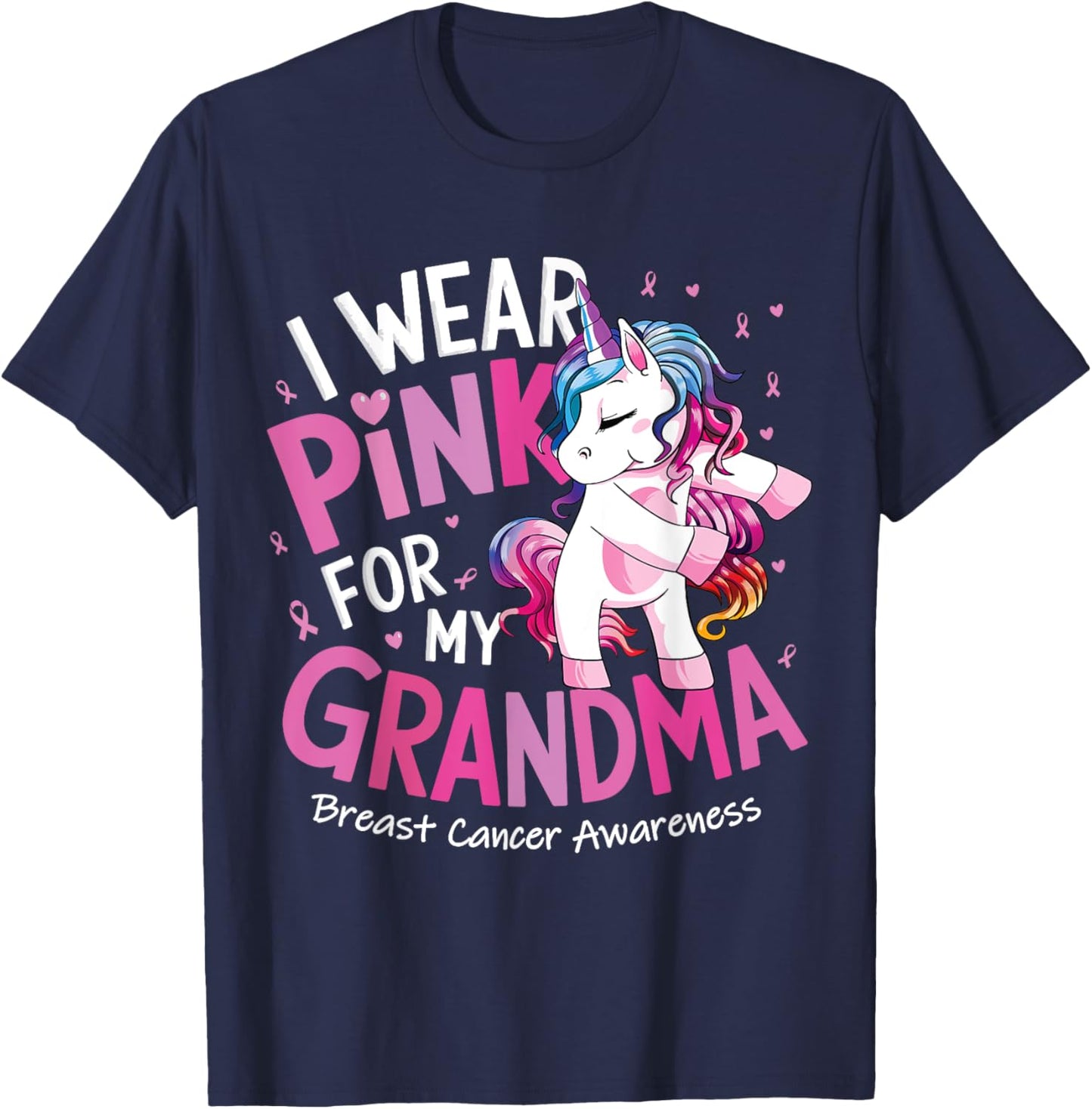 Breast Cancer Awareness Wear Pink Grandma Kids Baby Toddler T-Shirt - T-Shirt | Navy