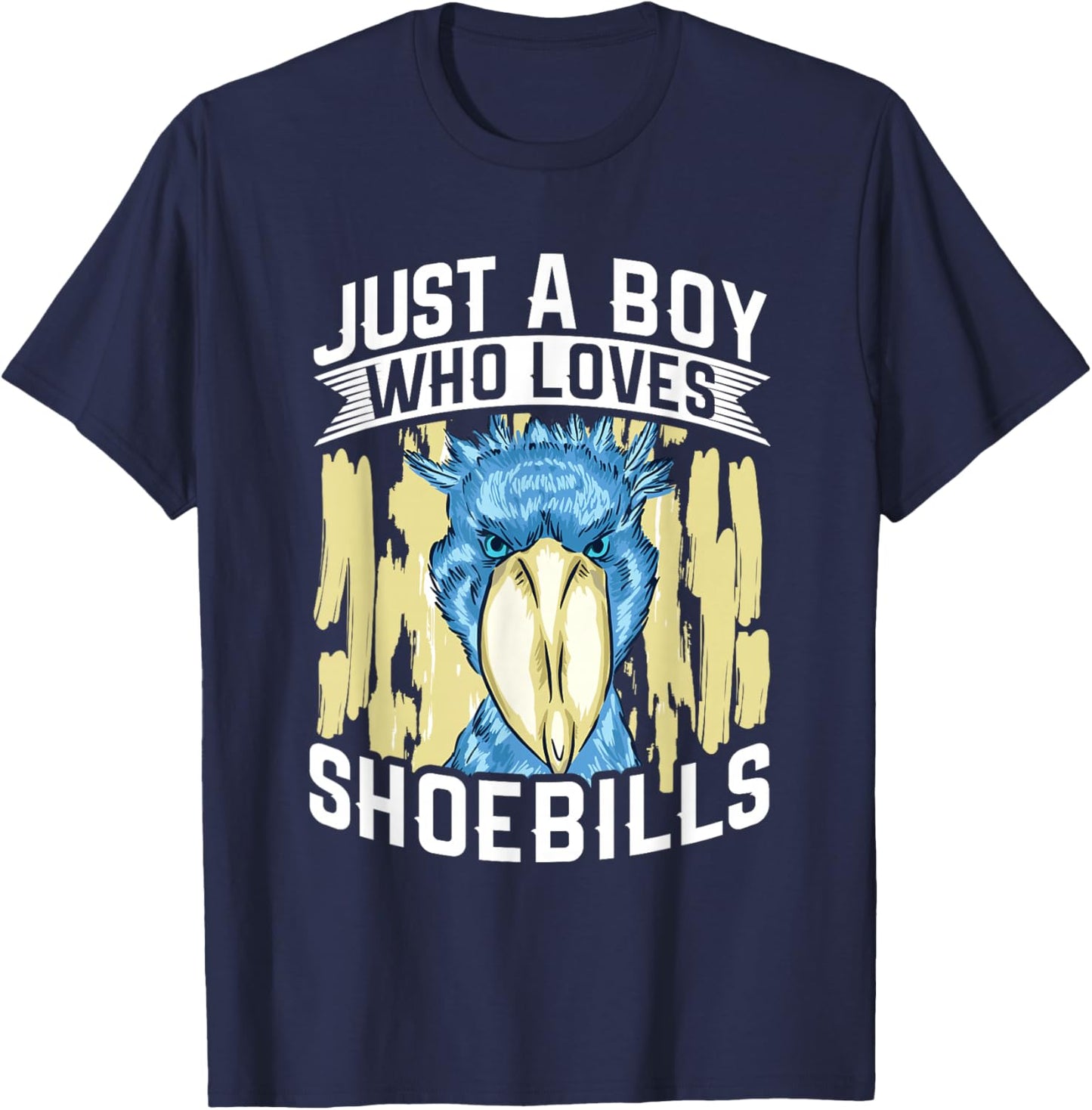 Just A Boy Who Loves Shoebills - Shoebill Stork Birding T-Shirt - T-Shirt | Navy