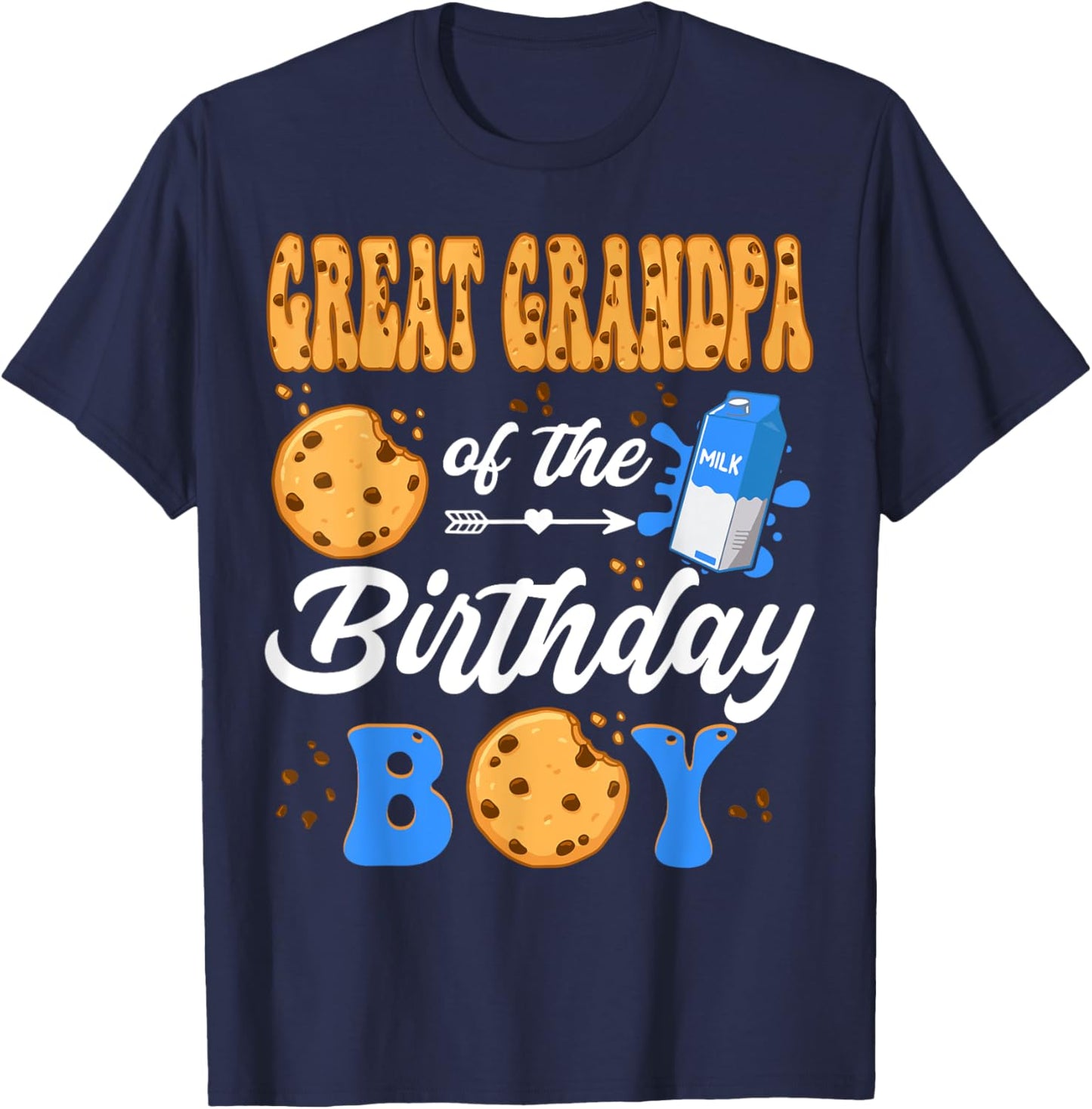 Great Grandpa Of The Birthday Boy Milk Cookies 1St Birthday T-Shirt - T-Shirt | Navy