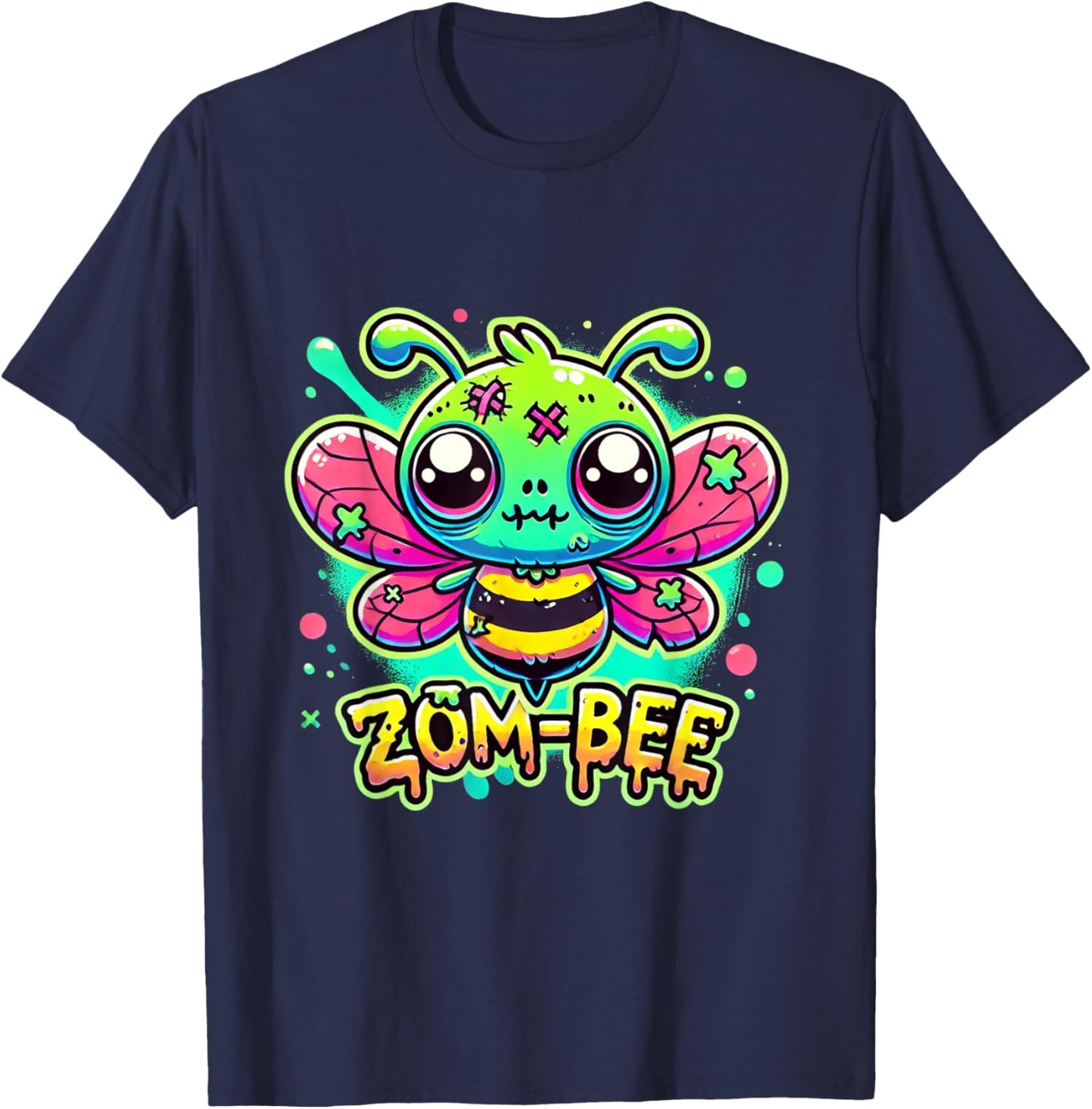 Zom-Bee Cute Halloween Creepy Zombie Bee Cartoon T-Shirt - T-Shirt | Navy