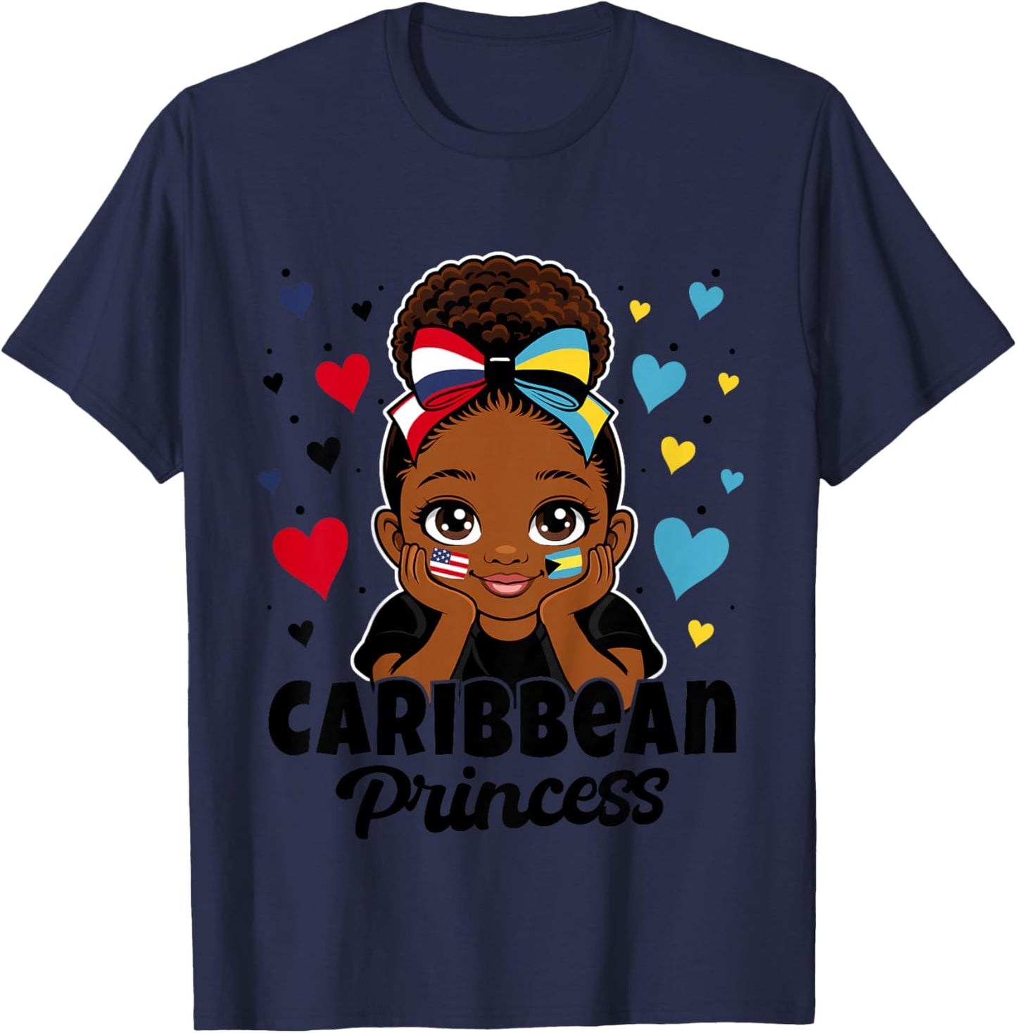 Cute Bahamas Girl Caribbean Princess Bahamian Roots T-Shirt - T-Shirt | Navy