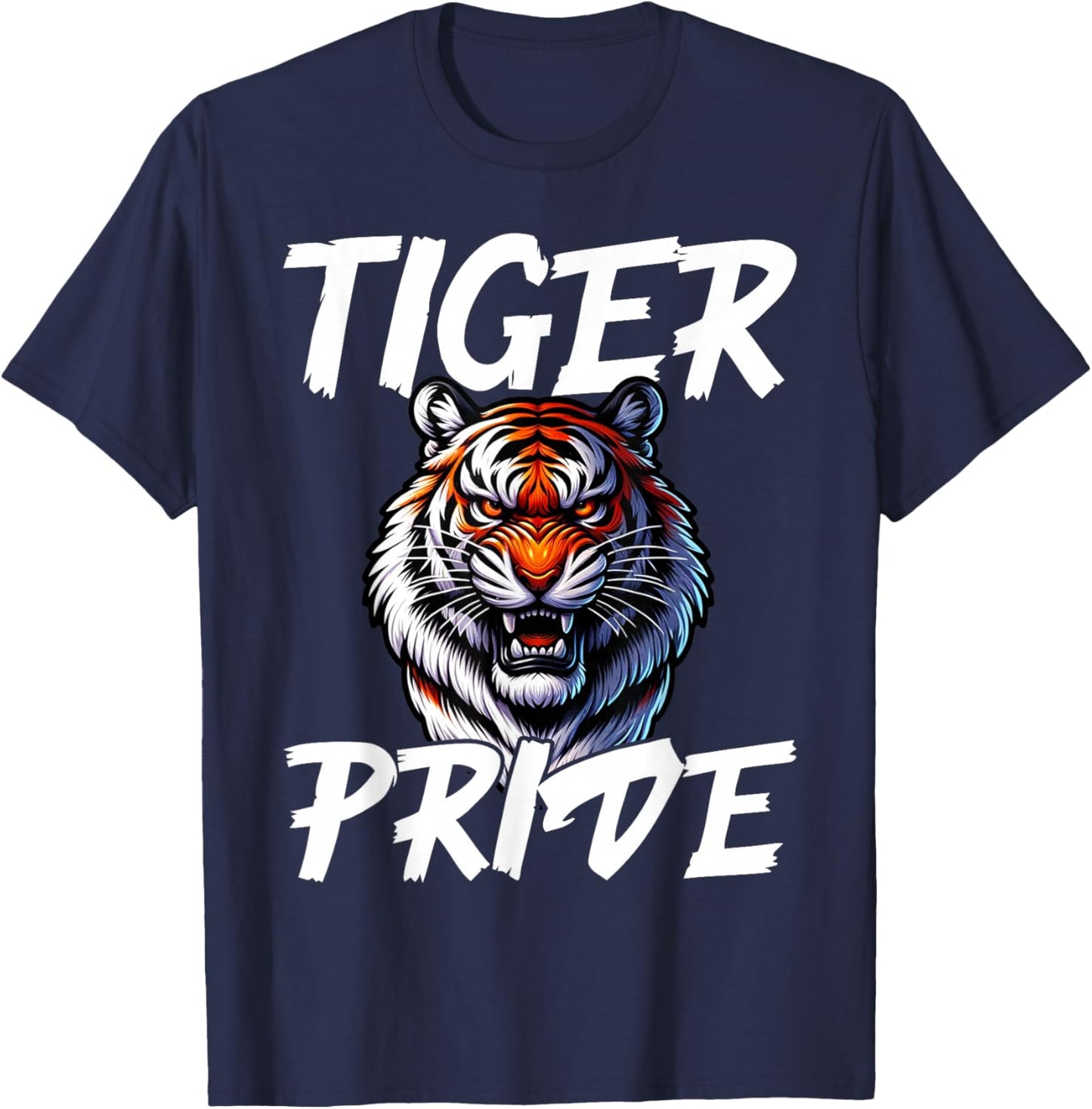 Cool Tiger Pride Wild Animal Lover Wildlife Nature Graphic T-Shirt - T-Shirt | Navy