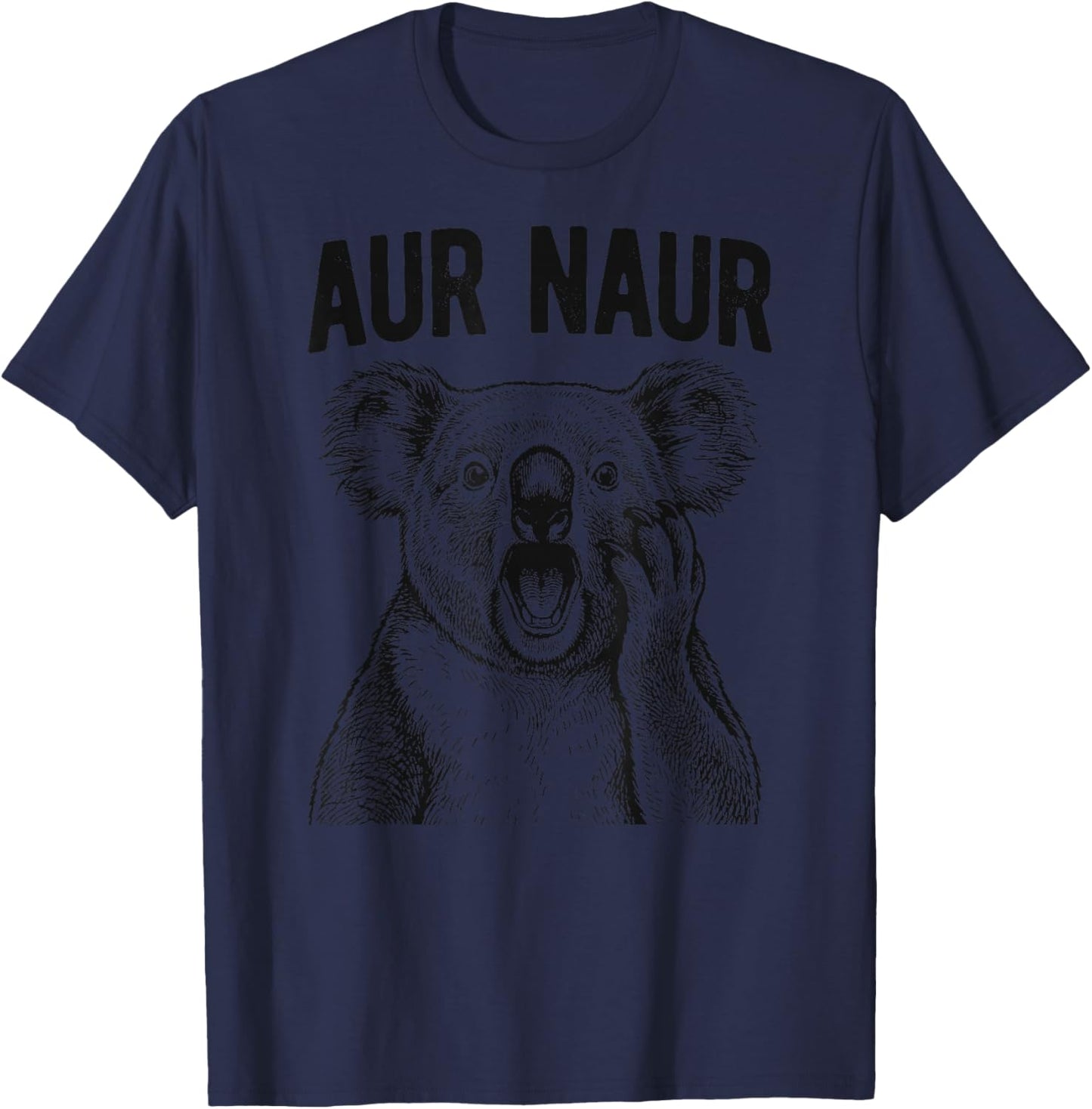 AUR Naur Funny Screaming Koala T-Shirt - T-Shirt | Navy