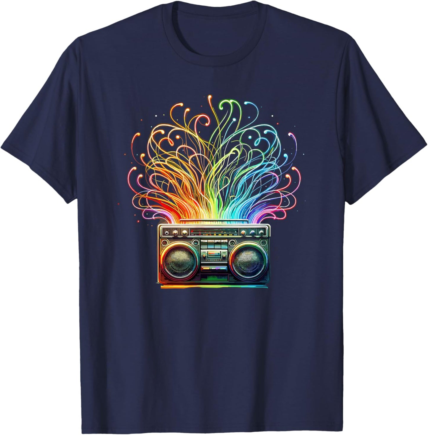 Boombox Old School 80s Music Hip Hop T-Shirt - T-Shirt | Navy