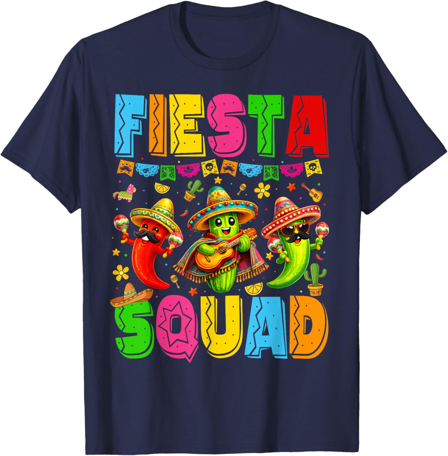 Fiesta Squad Cinco De Mayo Funny Cactus Men Women Kid T-Shirt - T-Shirt | Navy