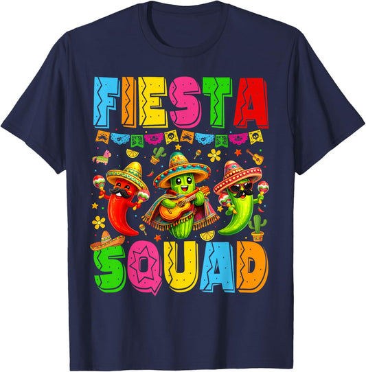 Fiesta Squad Cinco De Mayo Funny Cactus Men Women Kid T-Shirt - T-Shirt | Navy
