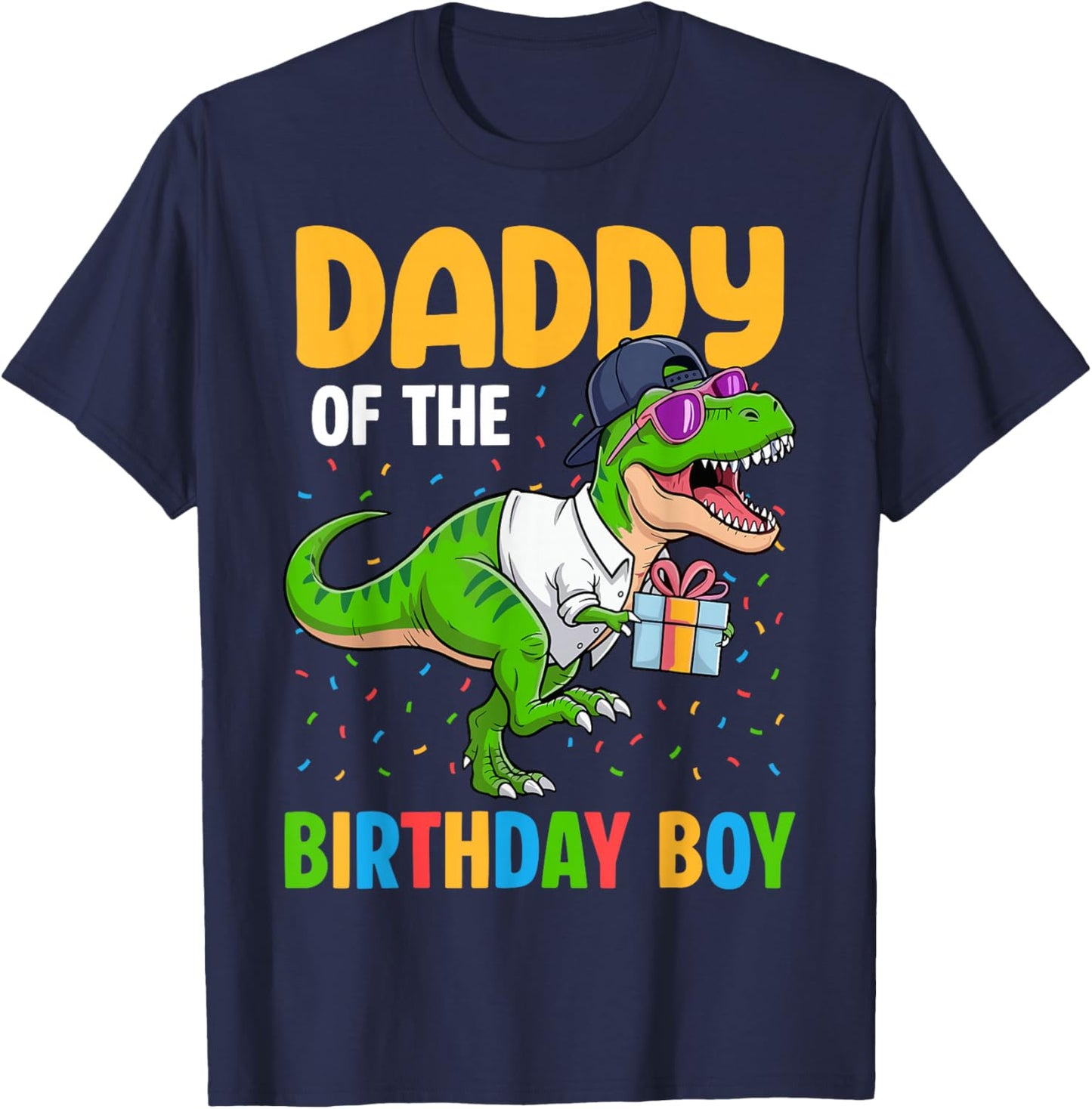 Daddy of The Birthday Party Outfit Dinosaur Squad Dad T-Shirt - T-Shirt | Navy