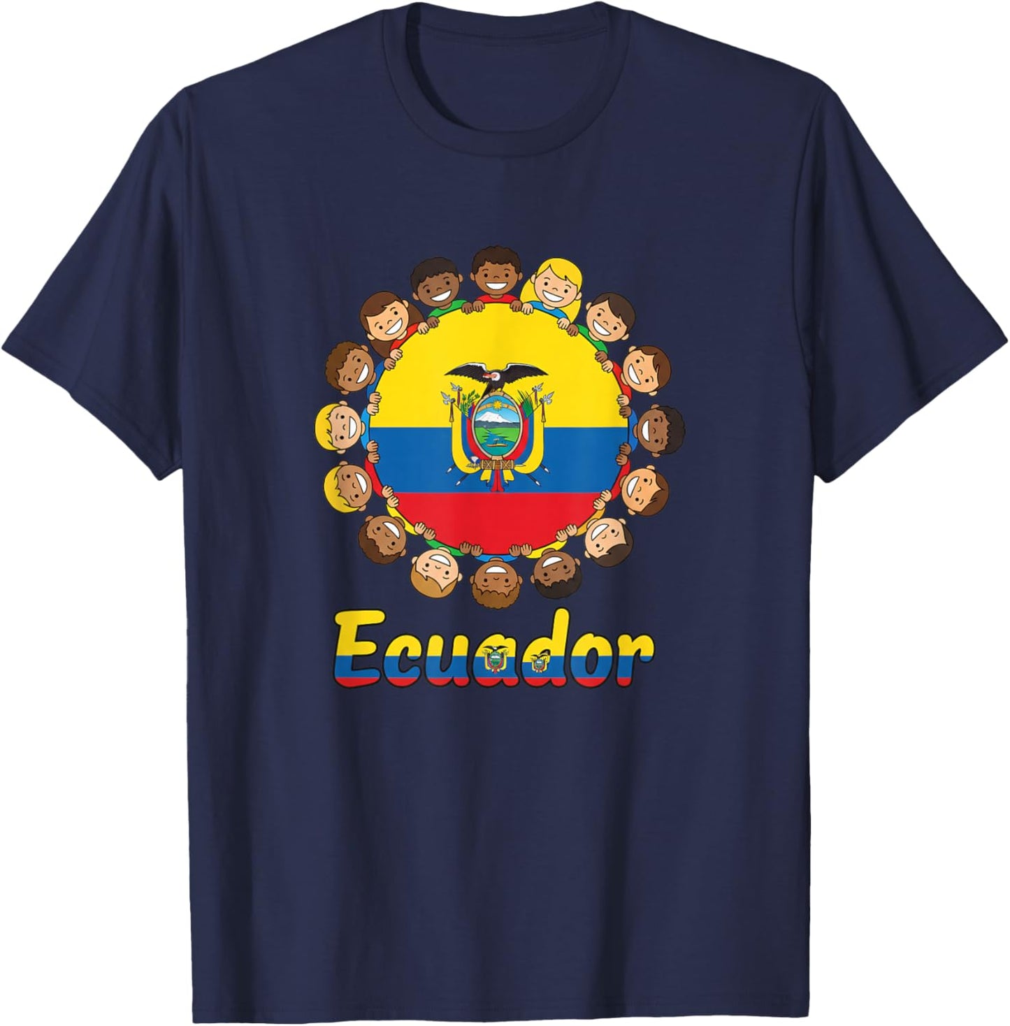 Ecuador Kids Flag Circle Children Ring Latin Pride Ecuador T-Shirt - T-Shirt | Navy