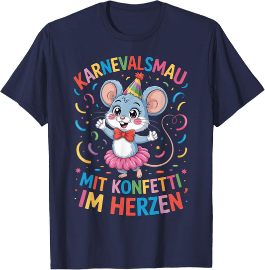 Women's Confetti in Heart Fancy Dress Carnival Costume Replacement T-Shirt - T-Shirt | Navy