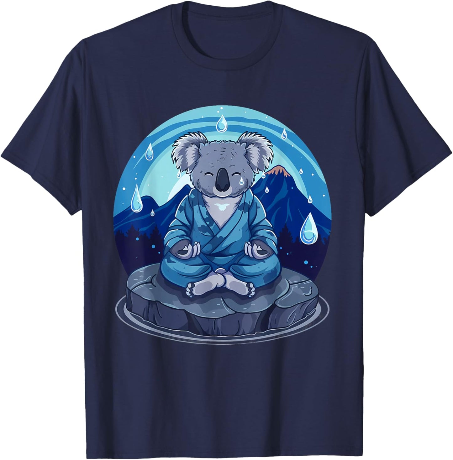 Koala Meditation Mountain Yoga Zen Buddha Buddhist Hindu T-Shirt - T-Shirt | Navy