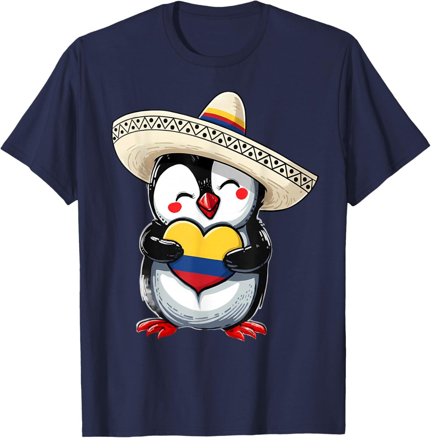 Colombia Flag Penguin Colombian Roots Colombian Pride T-Shirt - T-Shirt | Navy