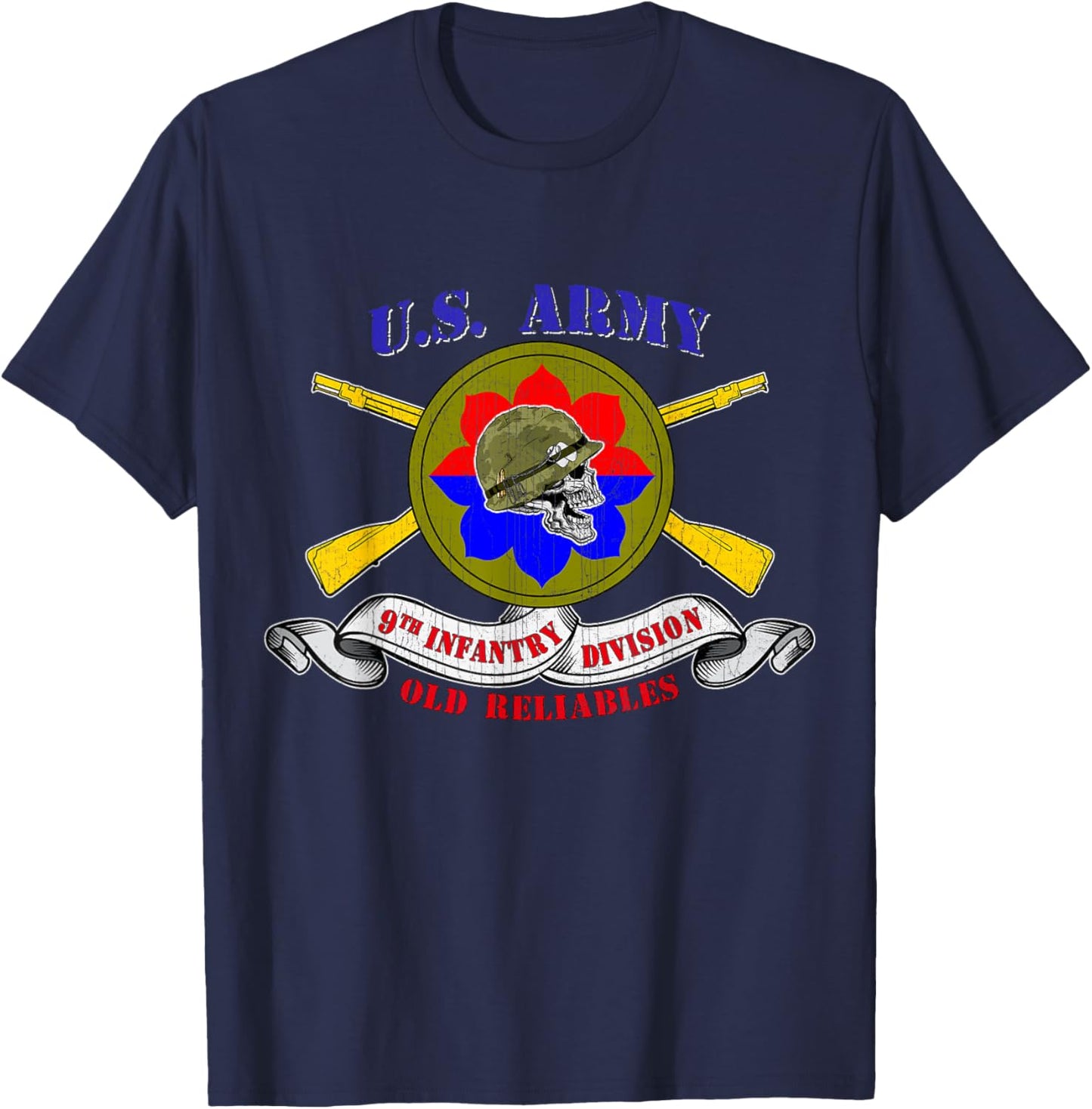 9th Infantry Division 9th ID Veteran Old Reliables Vintage T-Shirt - T-Shirt | Navy