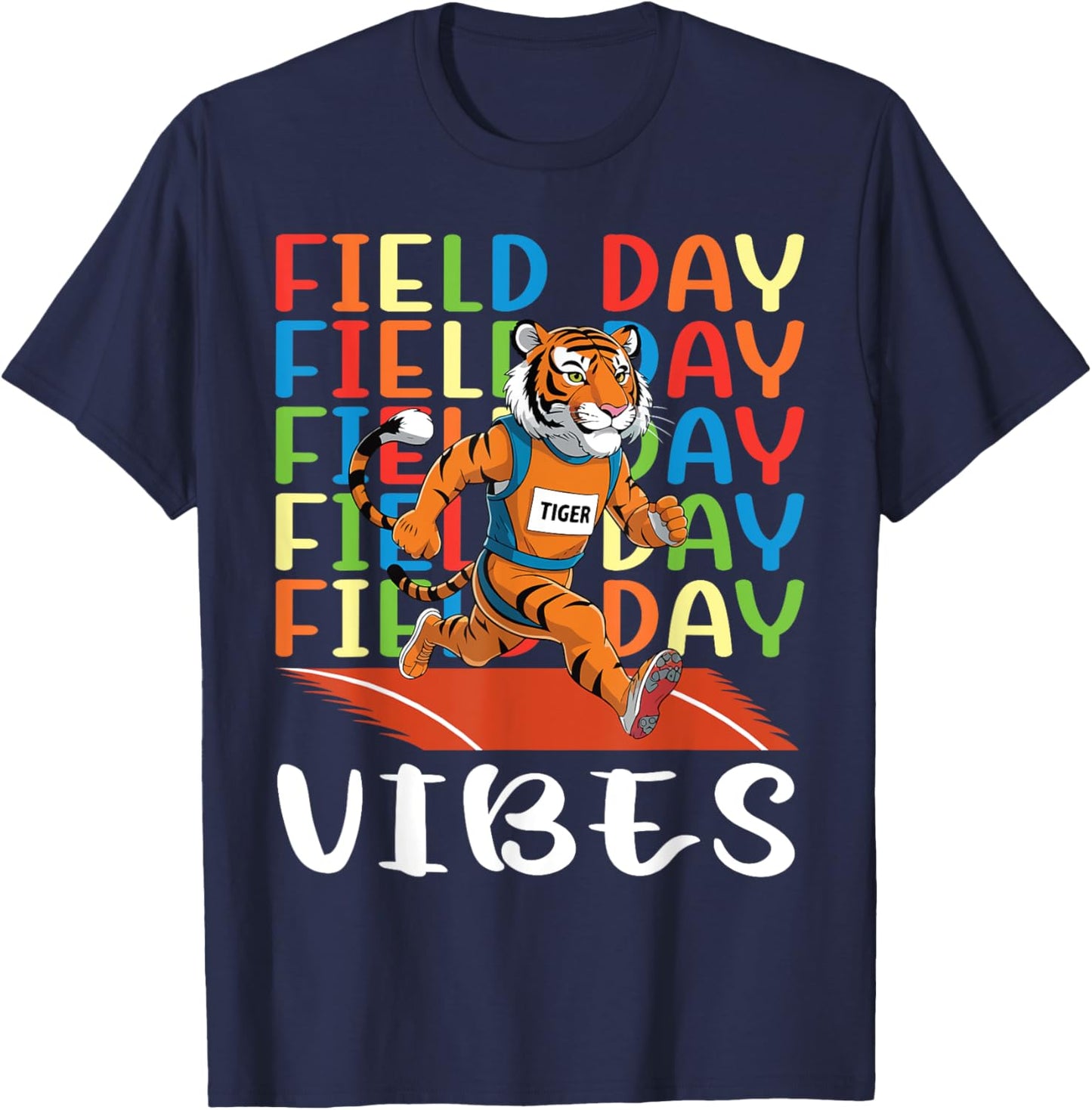 Field Day Field Day Field Day Vibes Running Tiger Athlete T-Shirt - T-Shirt | Navy
