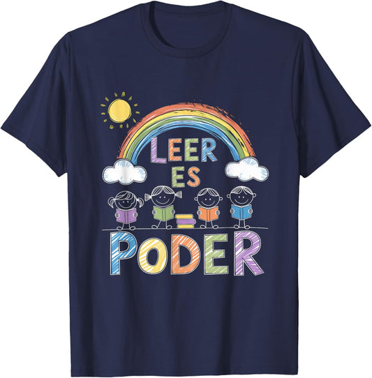 Leer ES Poder Mexico Reading Floral Hispanic Heritage T-Shirt - T-Shirt | Navy