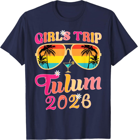 Girls Trip Tulum 2026 Beach Weekend Summer Vacation Matchin T-Shirt - T-Shirt | Navy
