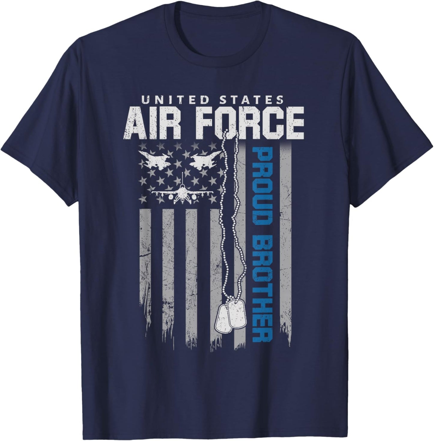 US Air Force Proud Brother Flag USAF Family Matching T-Shirt - T-Shirt | Navy