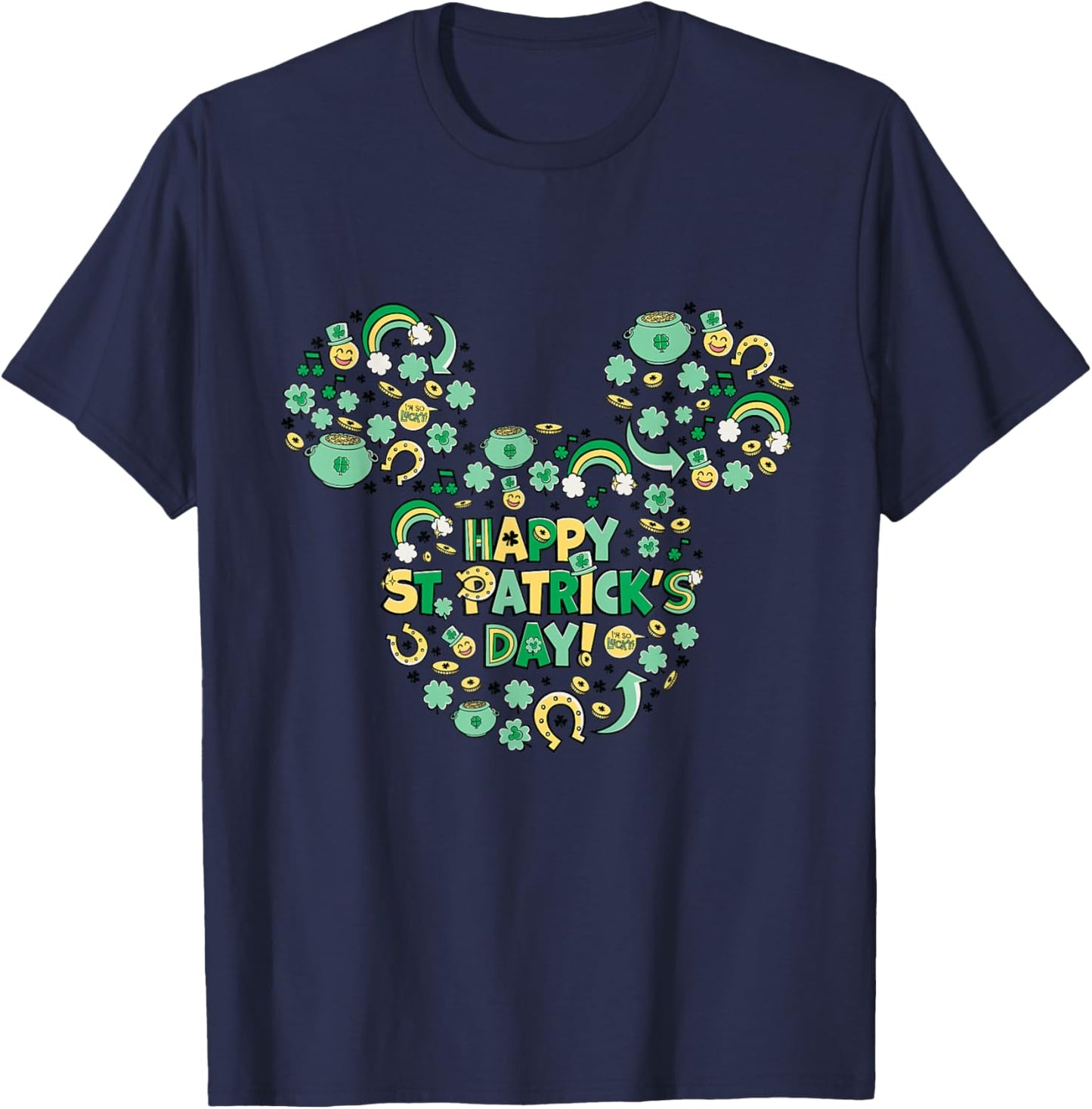NEW Disney Mickey Mouse Lucky Icons Happy St. Patrick's Day T-Shirt - T-Shirt | Navy
