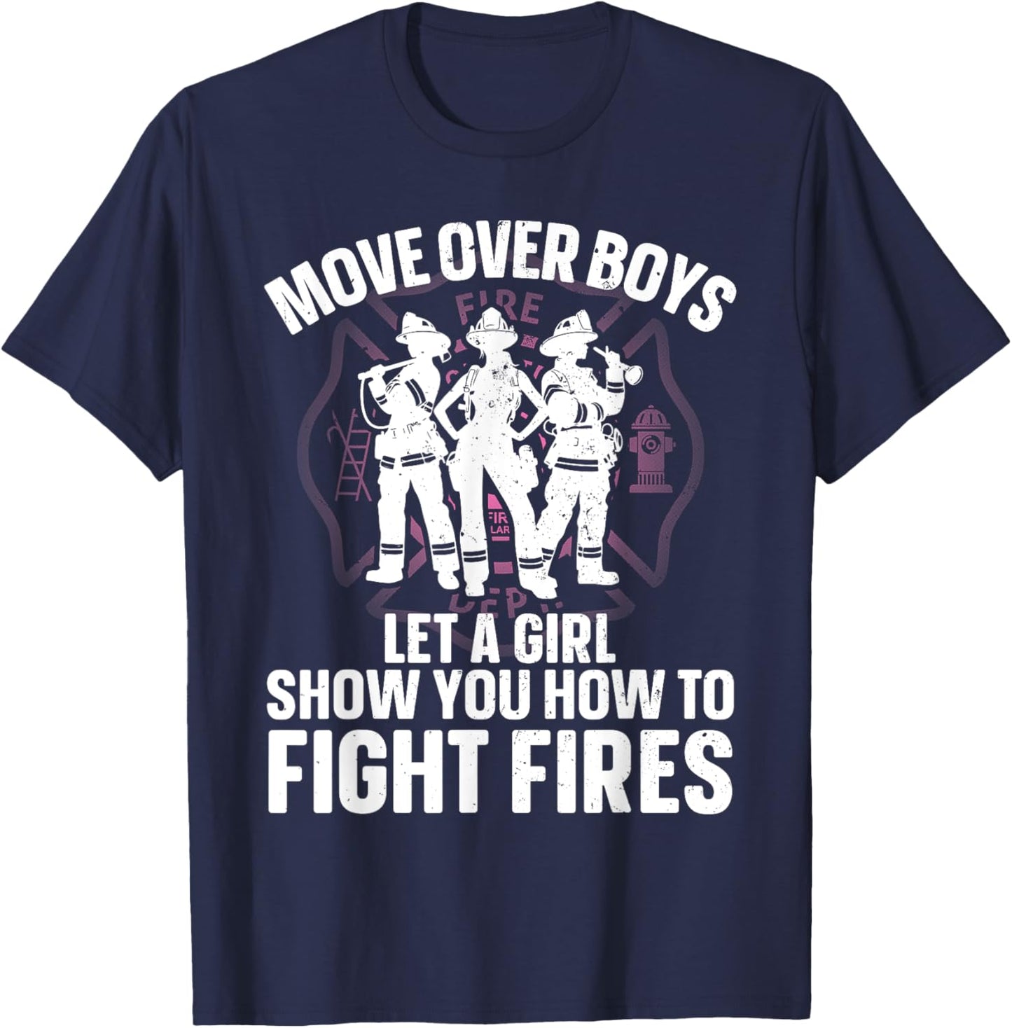Firefighter Art Girls Firefighting Firefighter T-Shirt - T-Shirt | Navy