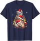 Cat Christmas Light Reindeer Santa Christmas Cat Lover T-Shirt - T-Shirt | Navy