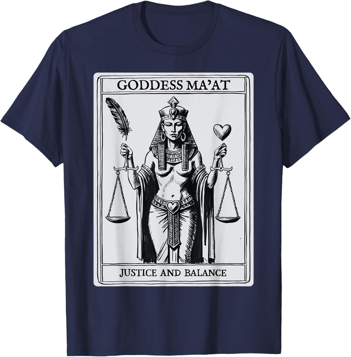 Kemetic Tarot Card Ancient Egypt Egyptian Goddess Maat MA'AT T-Shirt - T-Shirt | Navy