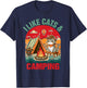 Camper Go Outdoor Cat Lover Cat Mom I Like Cats & Camping T-Shirt - T-Shirt | Navy