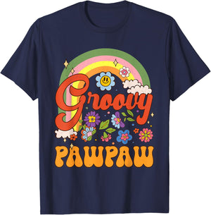 Groovy Pawpaw Hippie Rainbow Father's Day Dad Grandpa Men T-Shirt - T-Shirt | Navy