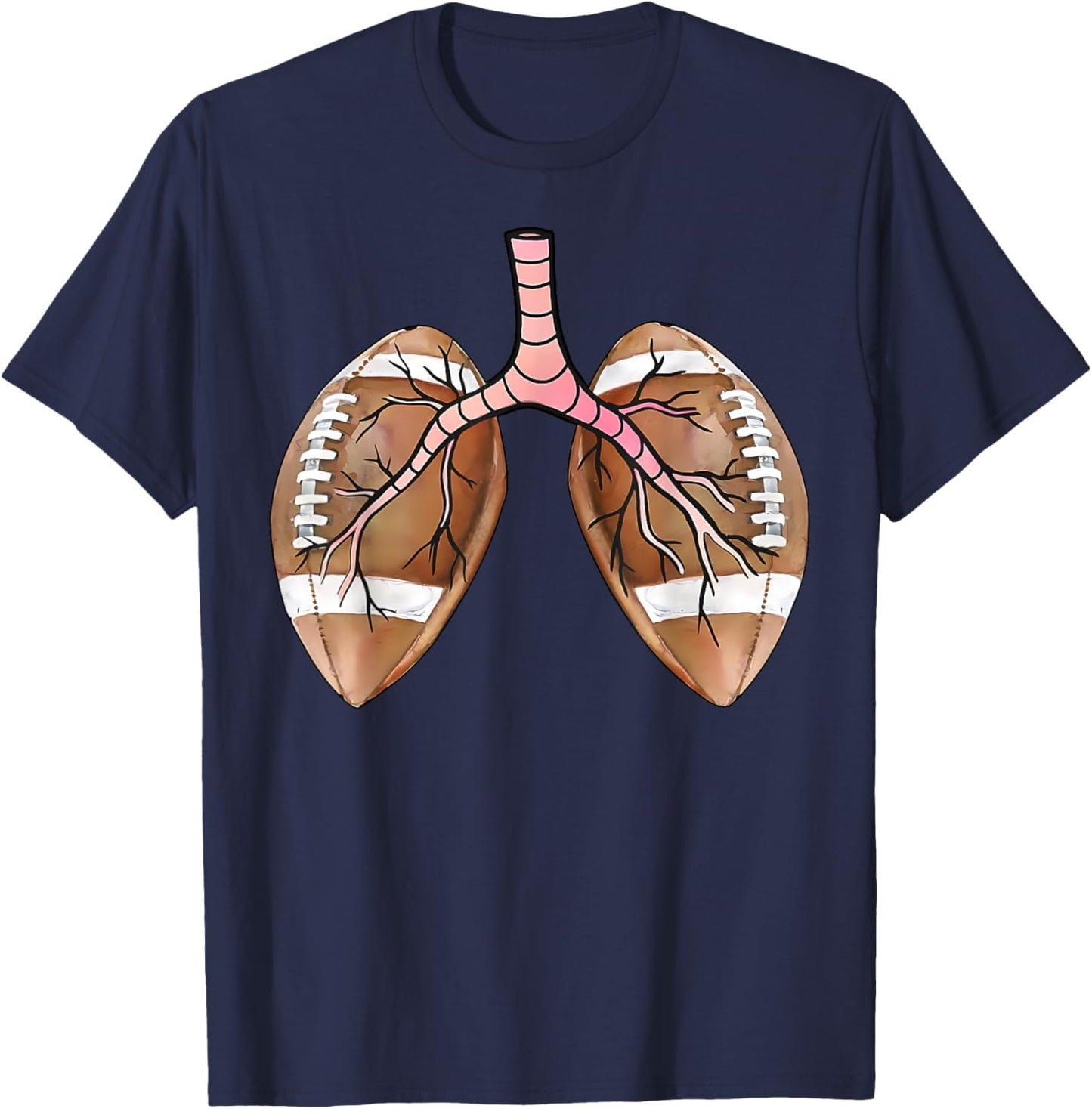 Football Lungs Respiratory Therapist Nurse Football Nursing T-Shirt - T-Shirt | Navy