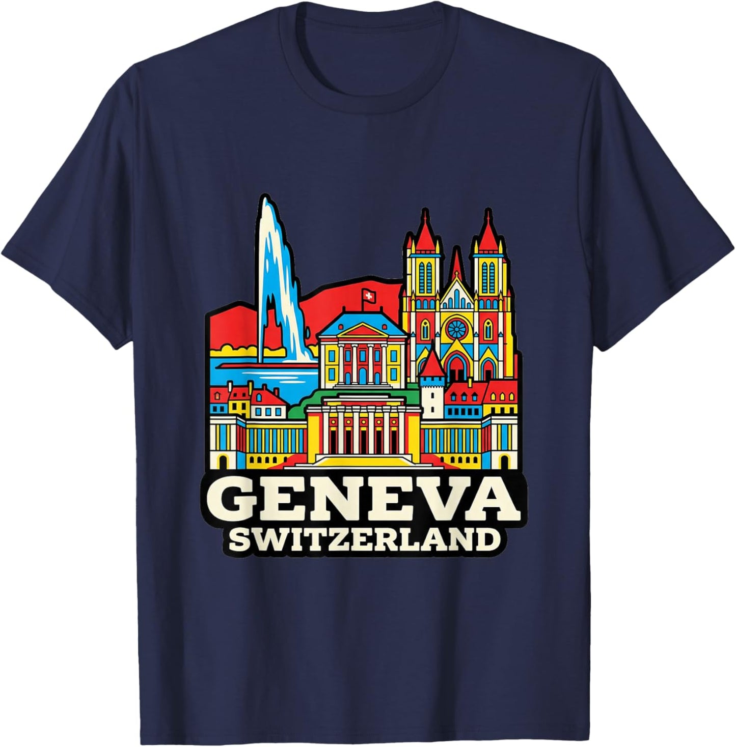 Genève Suisse Voyage Souvenir Ville Cadeau T-Shirt - T-Shirt | Navy