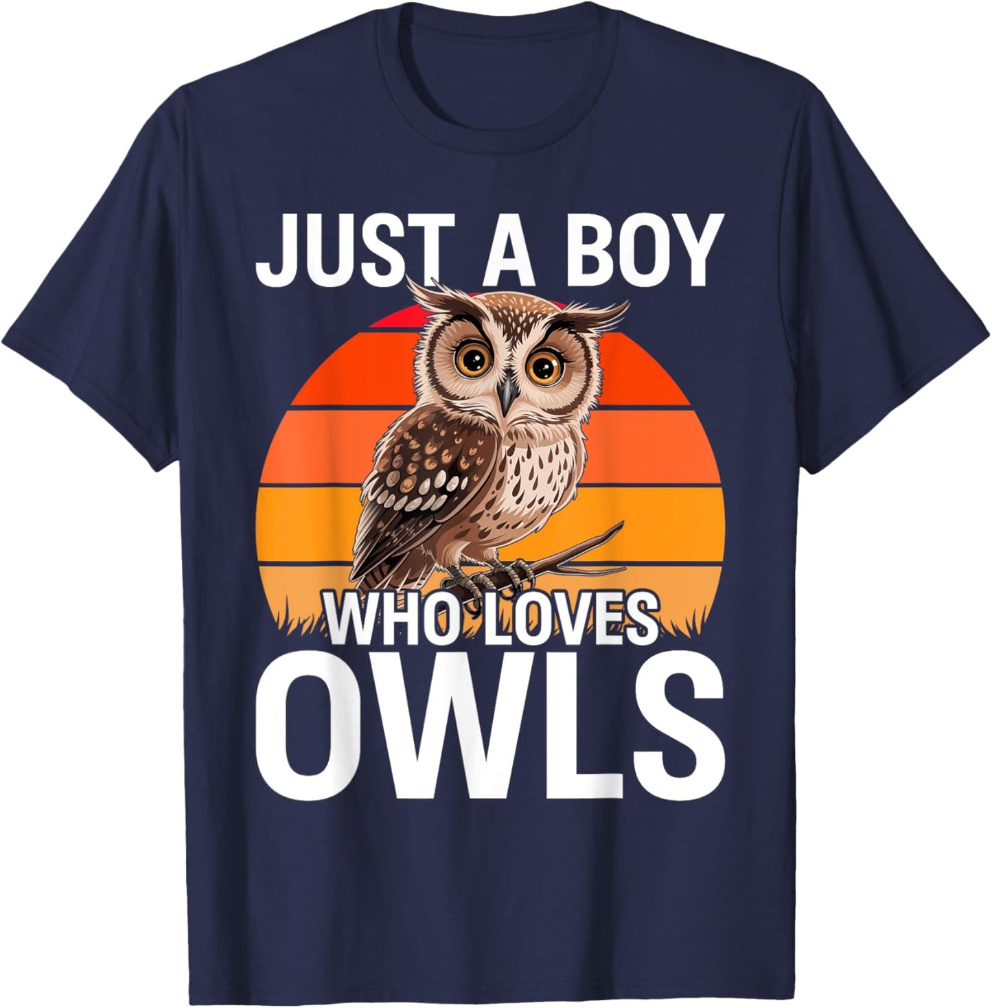 Just a Boy Who Loves Owls For Toddlers Boys Kids Birds Lover T-Shirt - T-Shirt | Navy