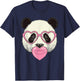 Cute Panda Blowing Pink Valentine Heart Bubble Gum T-Shirt - T-Shirt | Navy