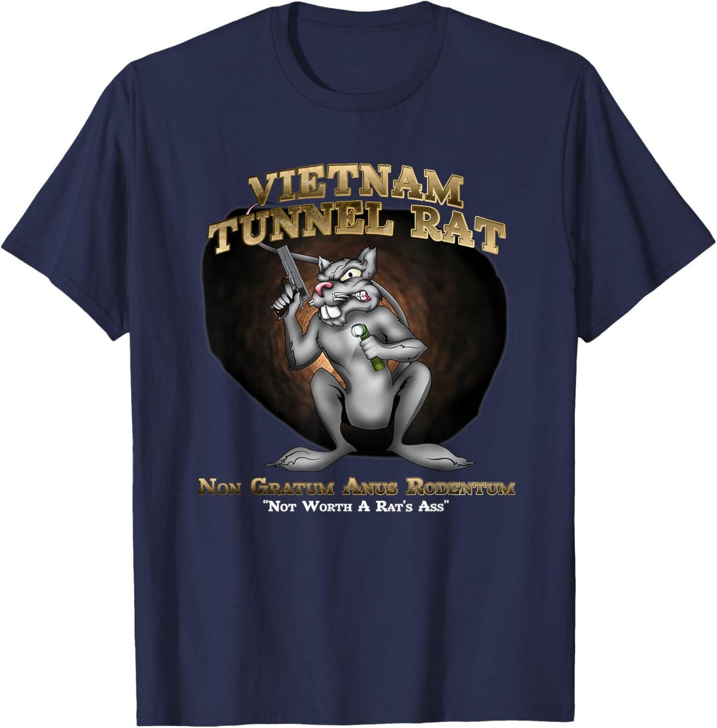 MEDALS OF AMERICA EST. 1976 Vietnam Tunnel Rat -Adults Black Polyester 100% Short Sleeve Classic Fit Small T-Shirt - T-Shirt | Navy