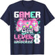 8th Birthday Gift Gamer Girl Level 8 Unlocked Video Game T-Shirt - T-Shirt | Navy