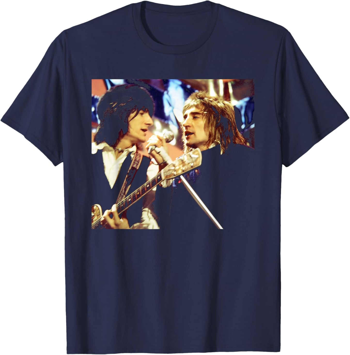 Rod Stewart & Ronnie Wood The Faces Top of The Pops 1973 T-Shirt - T-Shirt | Navy