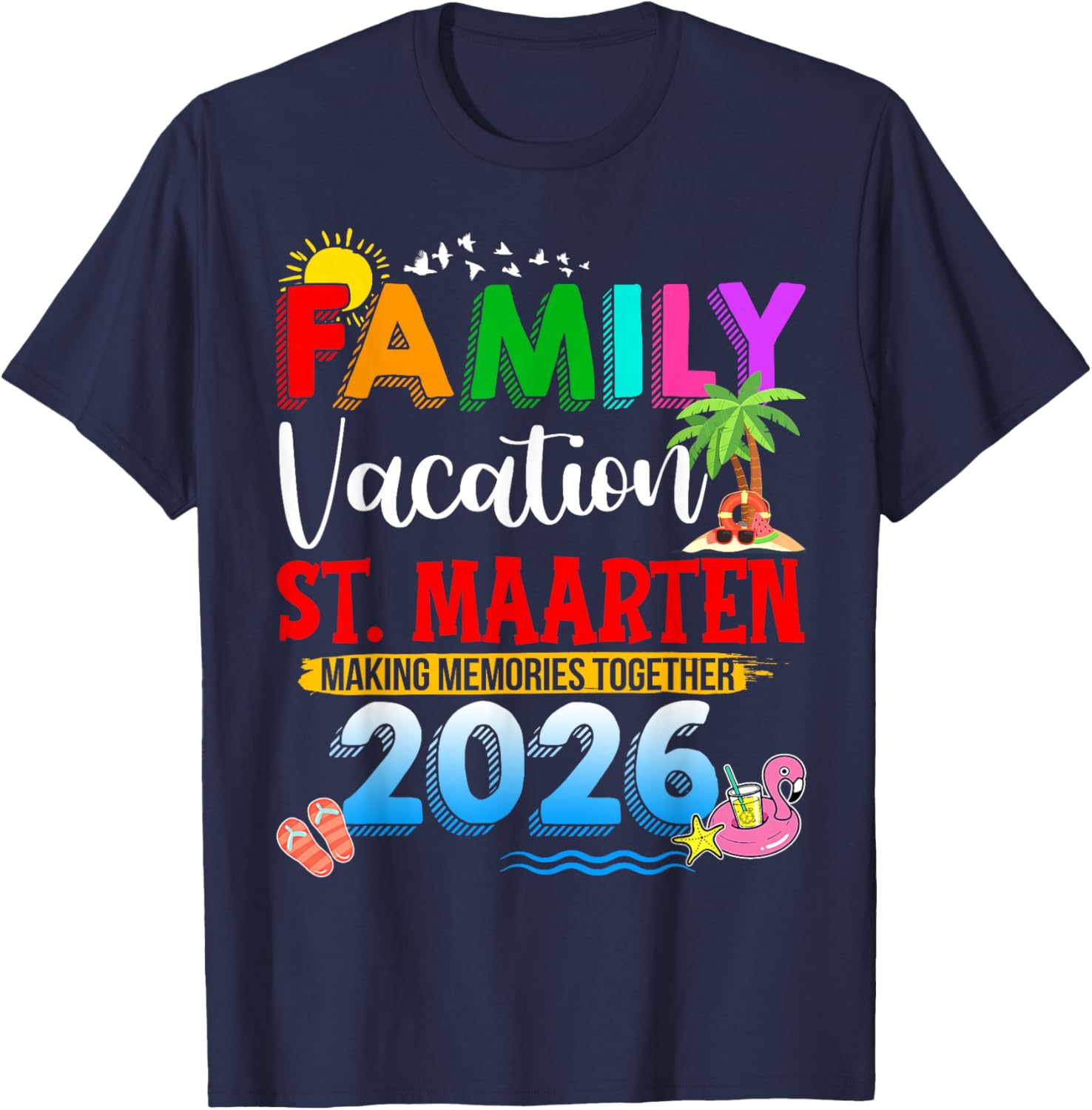 Family Vacation St. Maarten 2026 Matching Group Summer Trip T-Shirt - T-Shirt | Navy