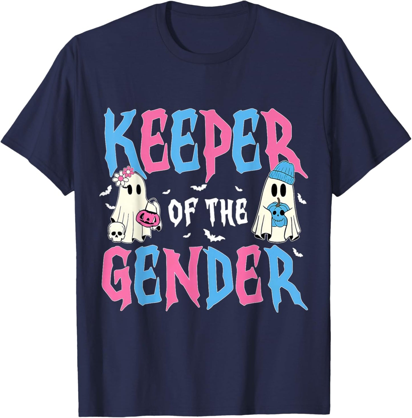 Keeper of The Gender Pumpkin Halloween Baby Gender Reveal T-Shirt - T-Shirt | Navy