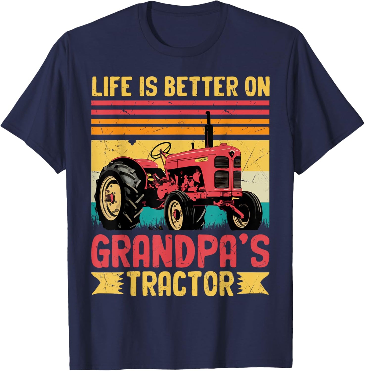 Farm Tractor Boy Life Is Better On Grandpas Tractor Kids T-Shirt - T-Shirt | Navy