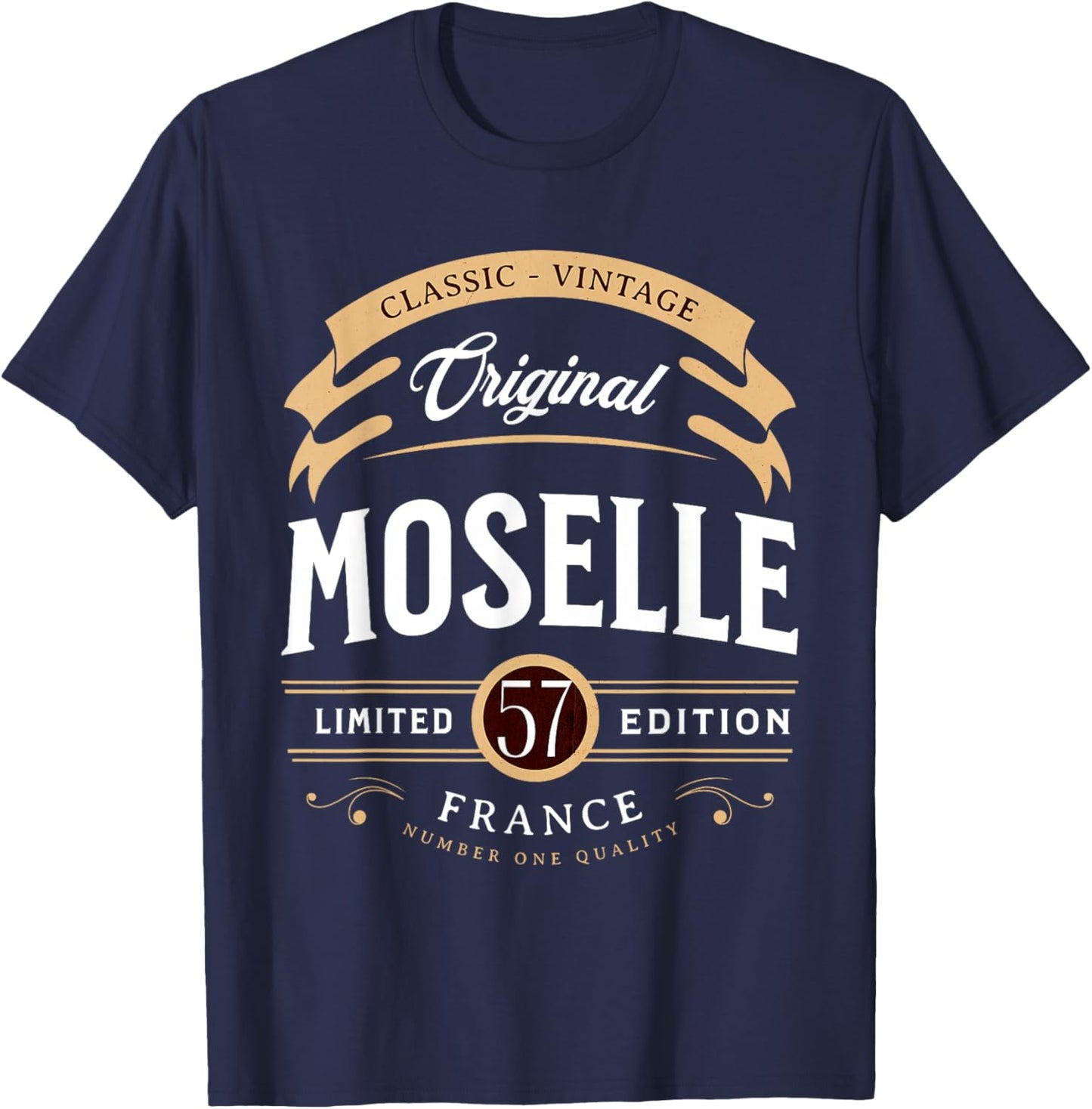 Vintage Moselle Department France , Black, S T-Shirt - T-Shirt | Navy