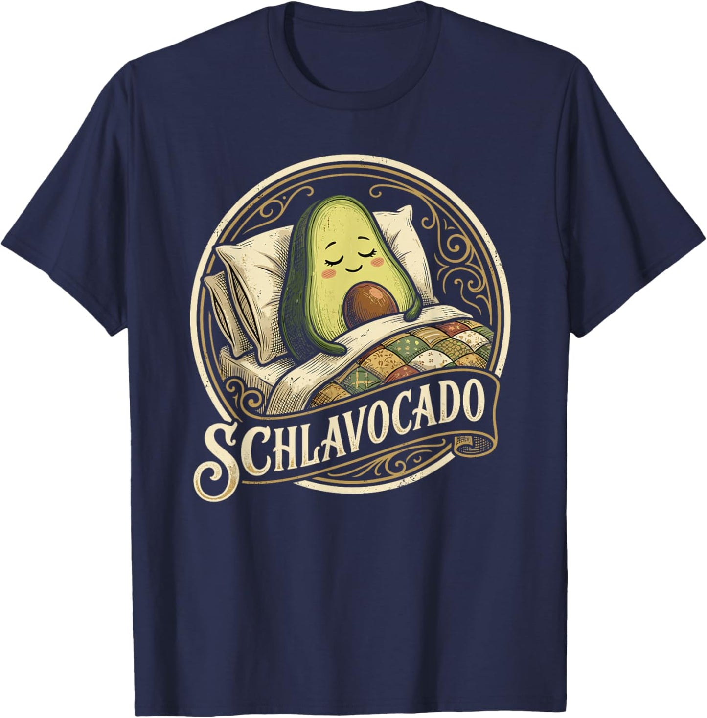 Schlavocado Avocado Sleep Tired Late Sleeper Word Game T-Shirt - T-Shirt | Navy