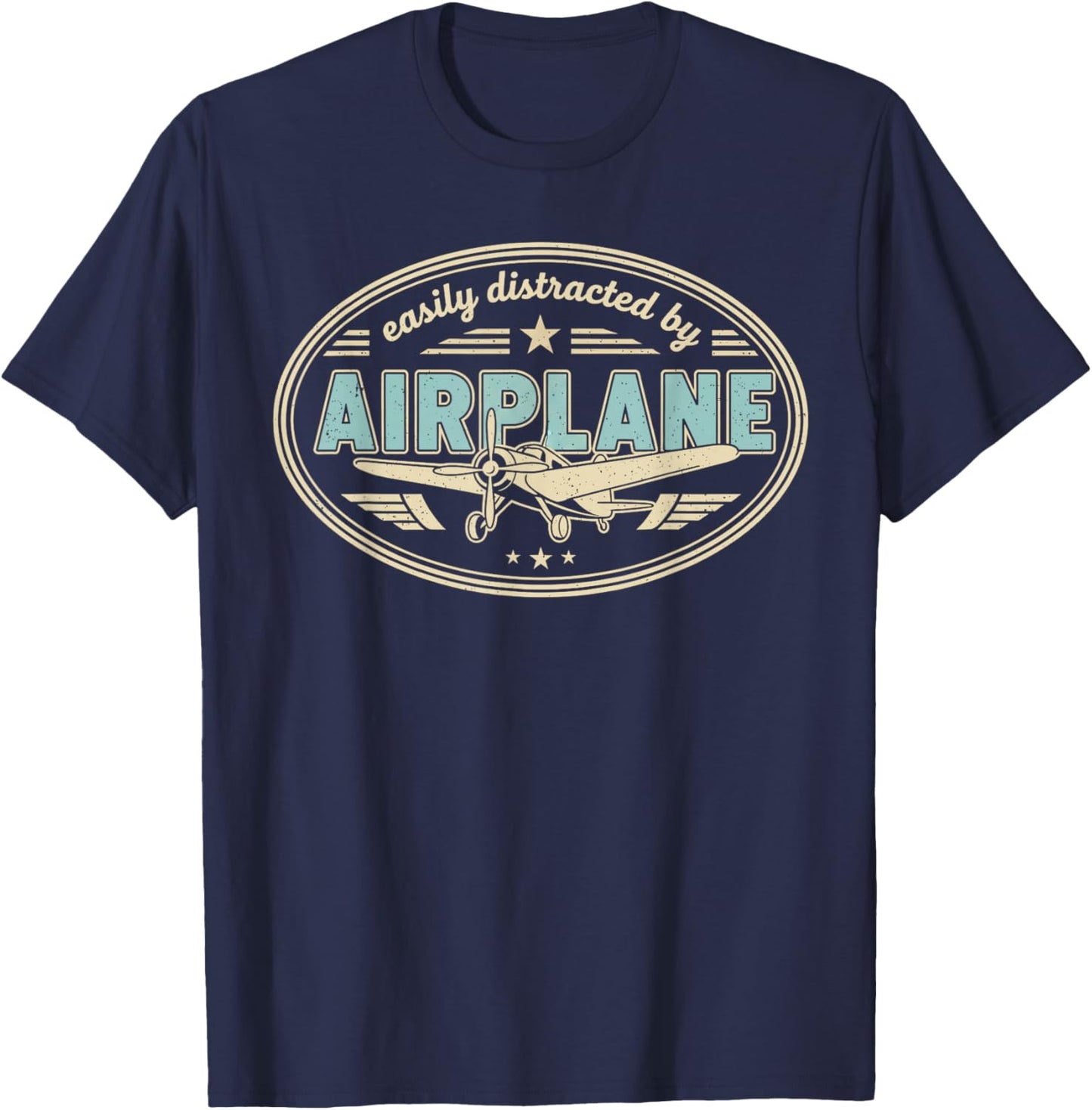 Easily Distracted by Airplanes T-Shirt - T-Shirt | Navy