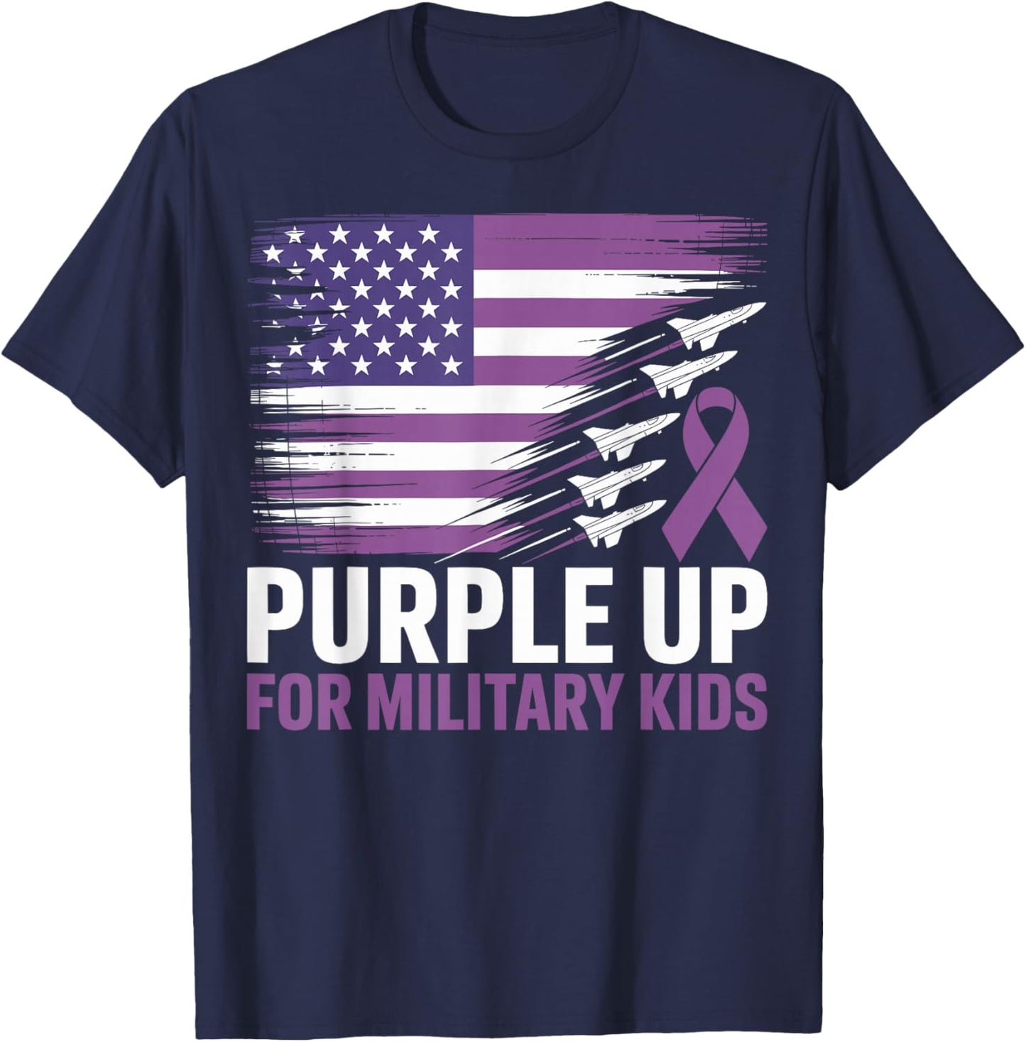 Purple Up for Military Kids Military Child Month T-Shirt - T-Shirt | Navy