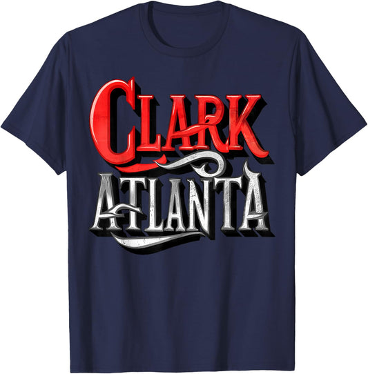 Vintage Clark & Atlanta Varsity Style T-Shirt - T-Shirt | Navy