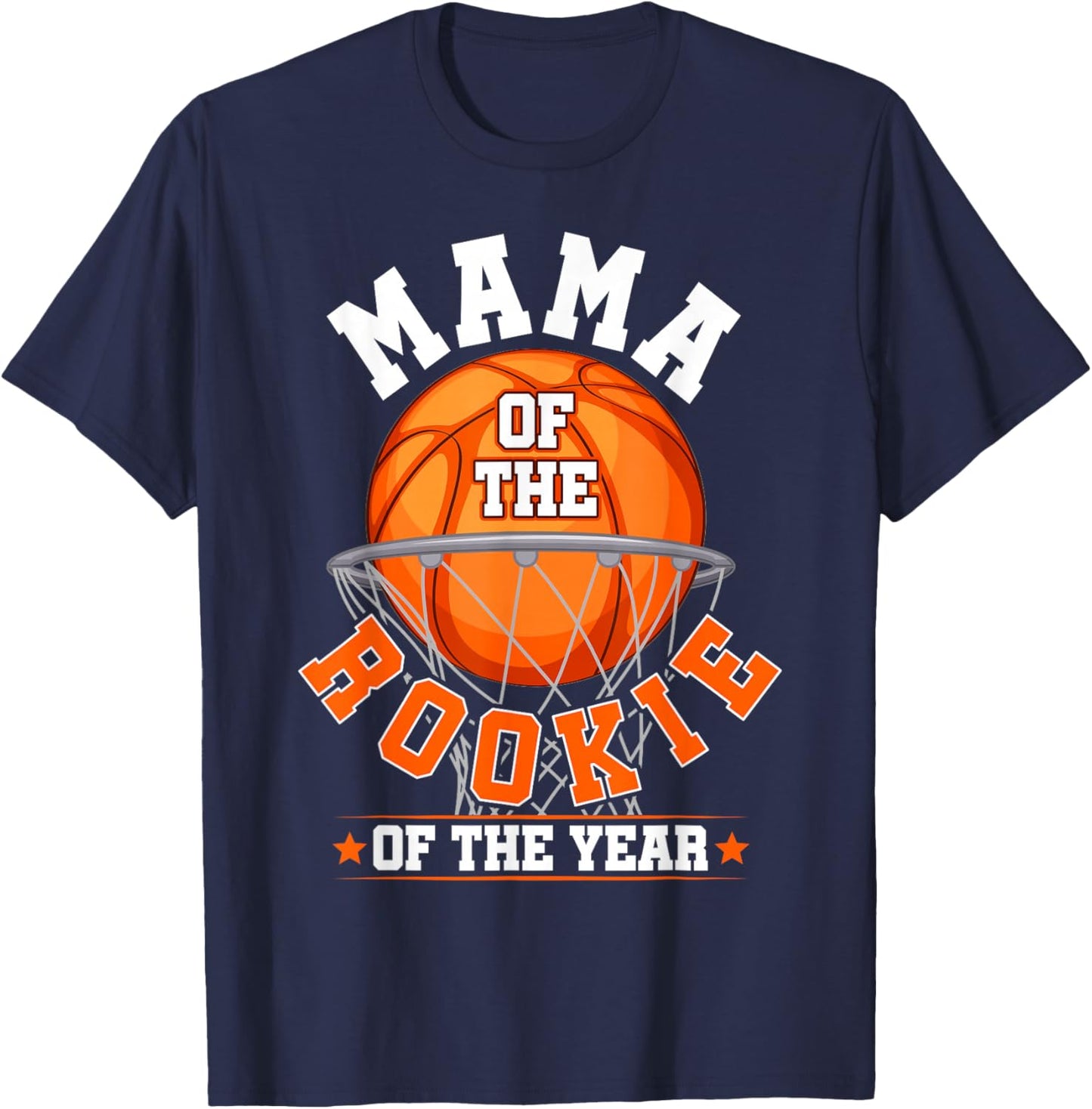 Mama of Rookie 1st Birthday Basketball Family Matching Party T-Shirt - T-Shirt | Navy