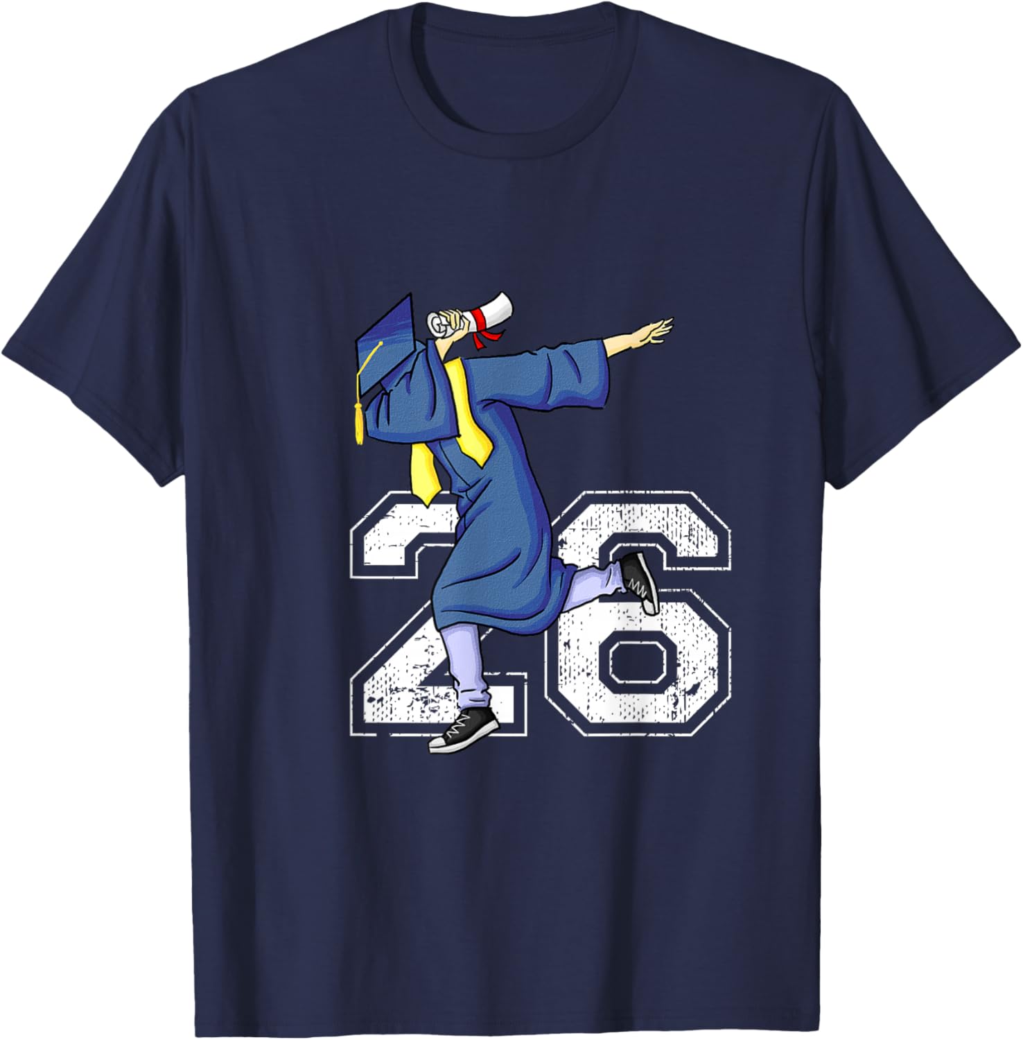 Dabbing Graduate 26 Fun Last Day Graduation Dab Senior 2026 T-Shirt - T-Shirt | Navy
