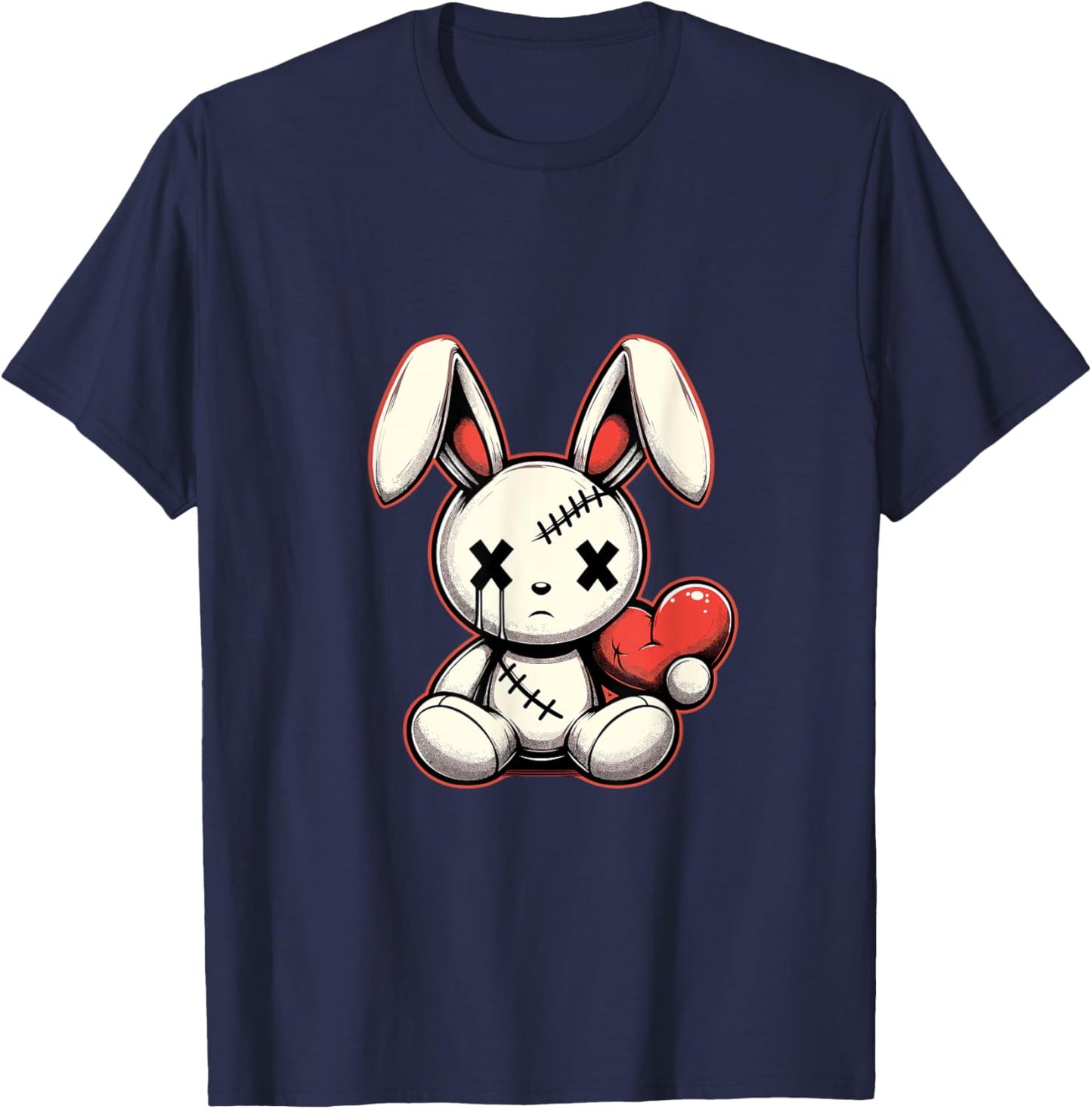 Voodoo Rabbit Embroidered Gothic T-Shirt - T-Shirt | Navy