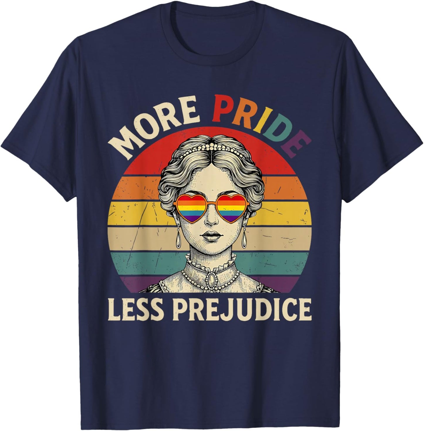 Mehr Stolz Weniger Vorurteil Stolz Monat LGBTQ Schwul Lesben T-Shirt - T-Shirt | Navy