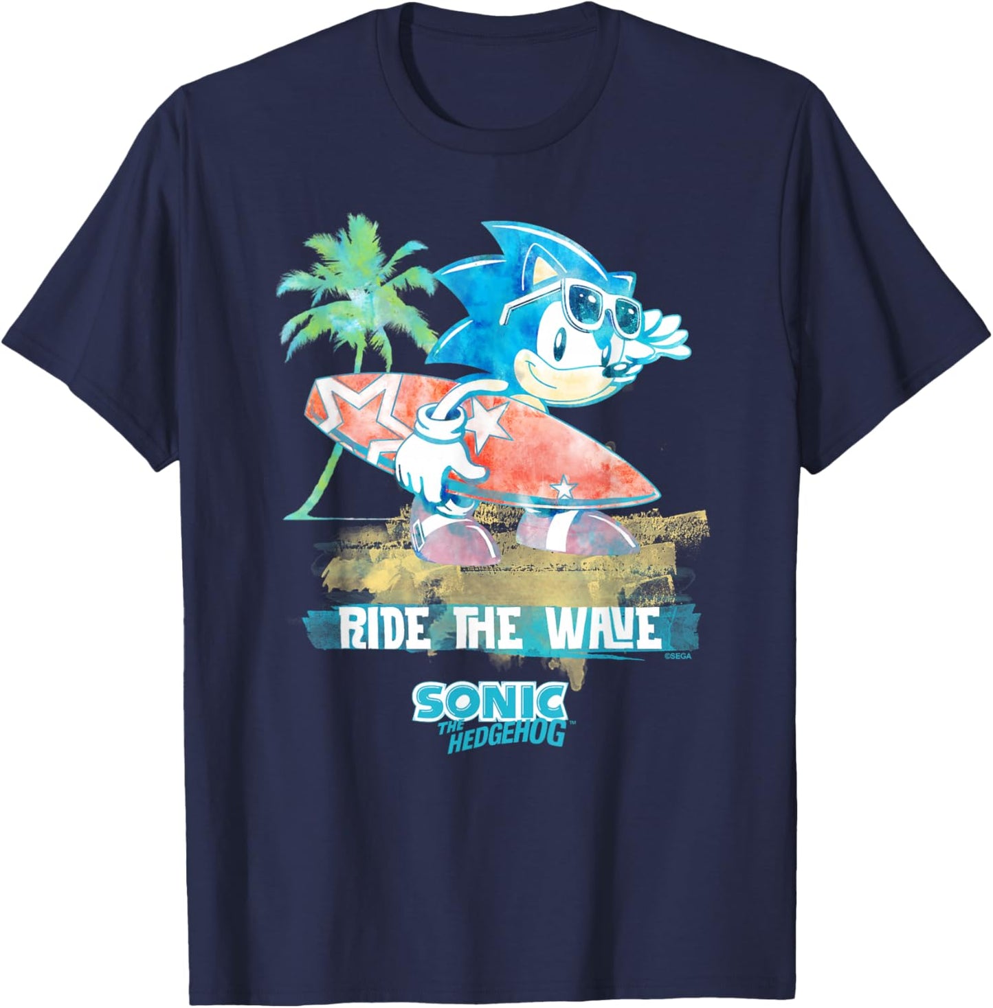 Sonic The Hedgehog - Ride The Wave Sonic T-Shirt - T-Shirt | Navy