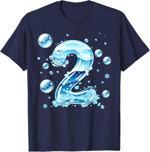 Kids 2nd Birthday Bubble Themed Birthday Party T-Shirt - T-Shirt | Navy
