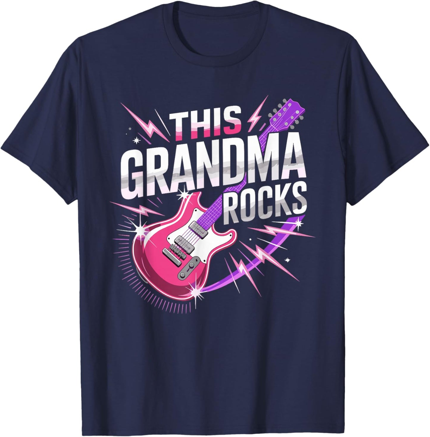 This Grandma Rocks Funny Rockstar Grandma T-Shirt - T-Shirt | Navy