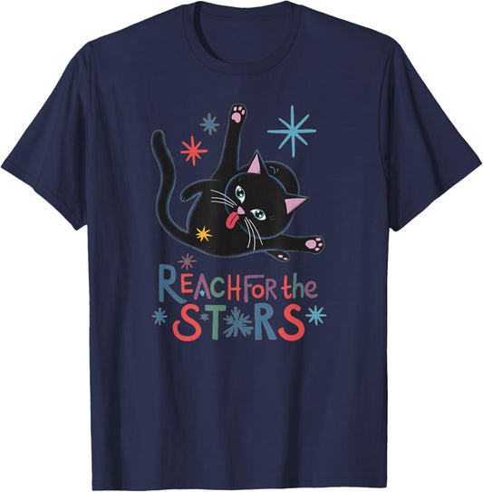 Reach For The Stars - Funny Cute Cat Licking Butt T-Shirt - T-Shirt | Navy