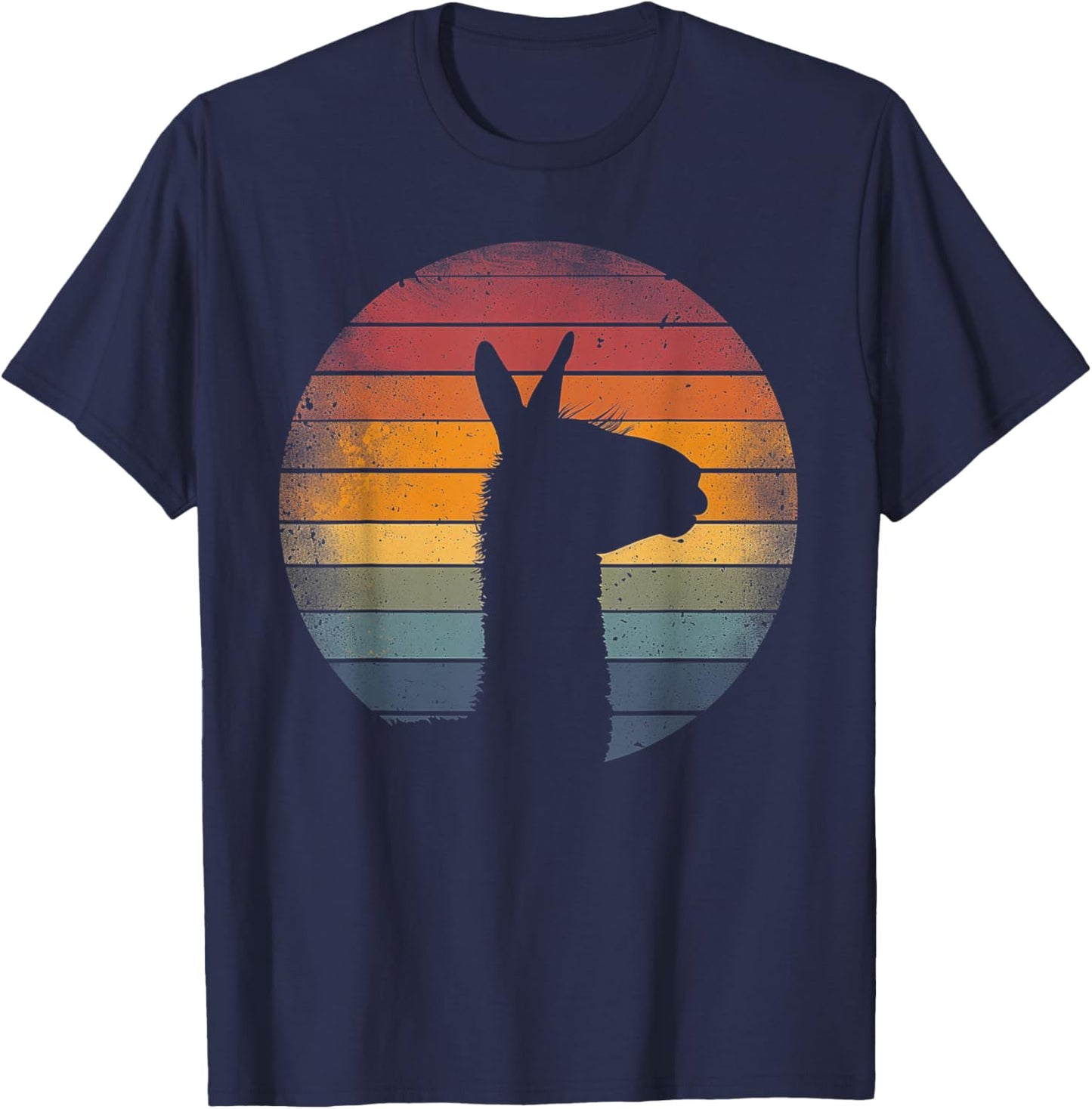 Llama Alpaca - Retro 70s 80s Graphic Vintage Men Women Kids T-Shirt - T-Shirt | Navy